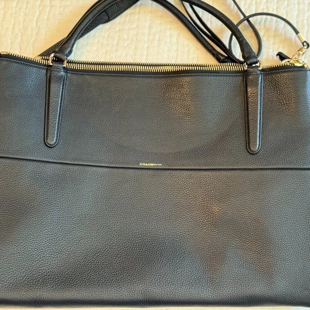 Coach Borough Pebbled Black Leather Bag